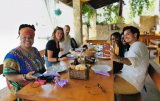 People enjoying delicious meal at local restaurant